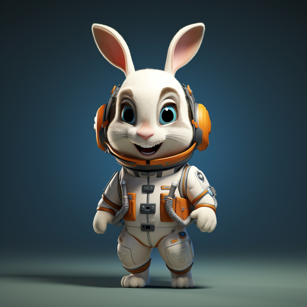 Cartoon rabbit space suit