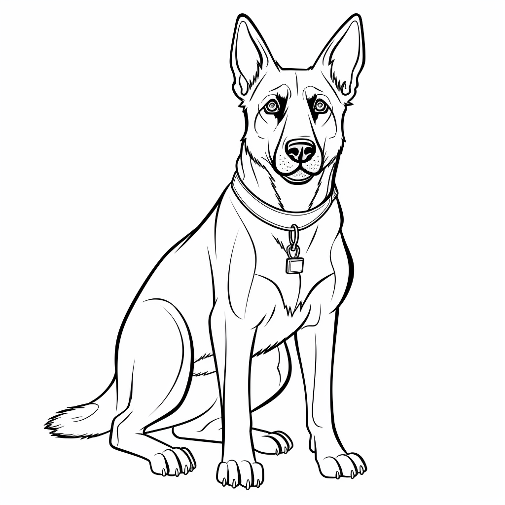 Cartoon Belgian Malinois Coloring Page