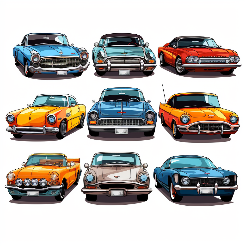 Cartoon style car models in vector graphics