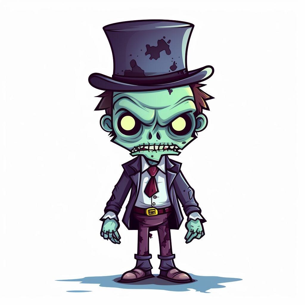 Minimalistic cartoon zombie character