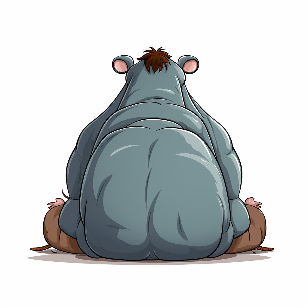 Cartoon hippo sitting from behind