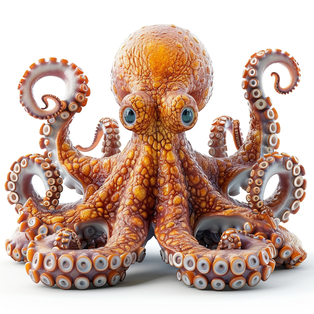 Cartoon Octopus on White Background