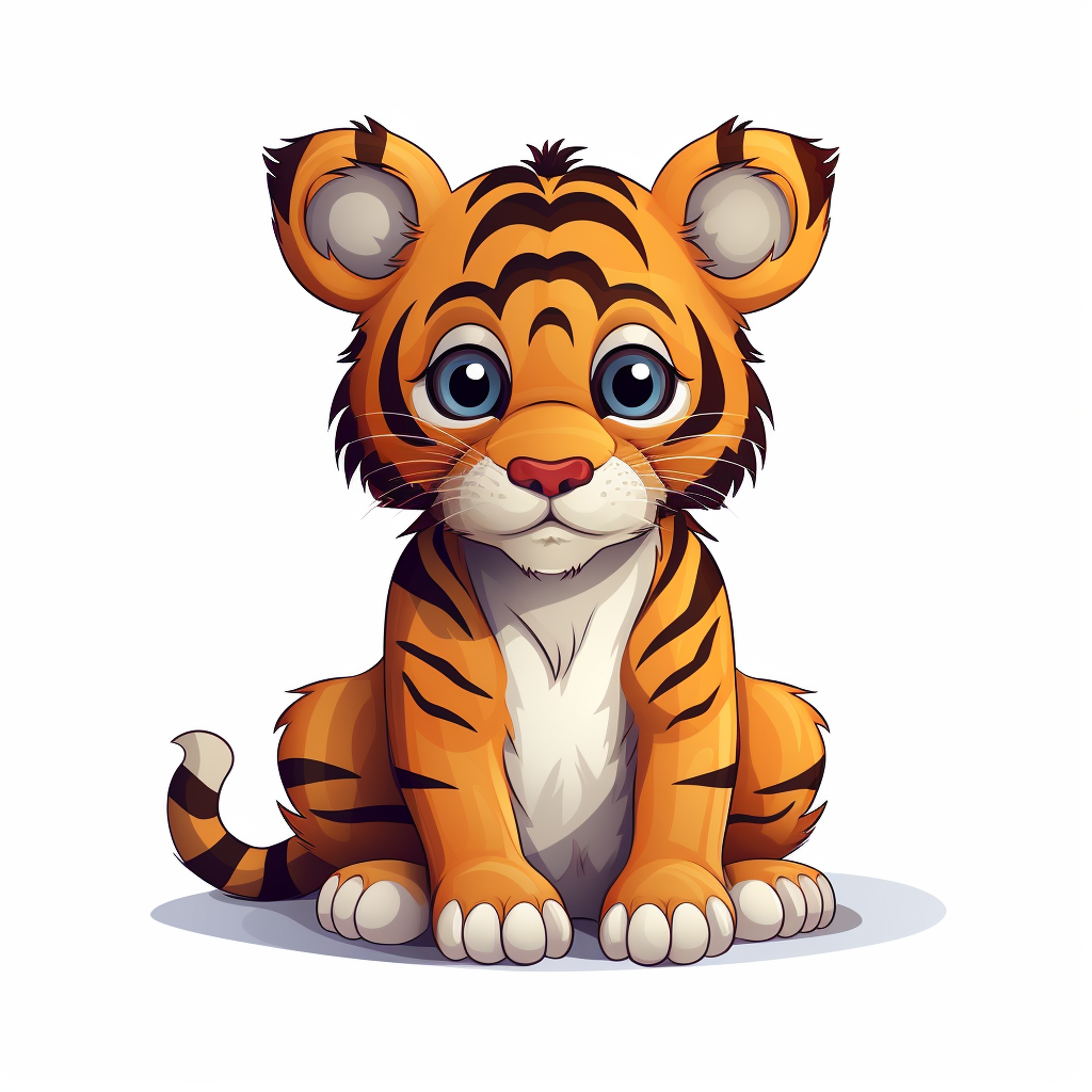 Cute Cartoon Tiger Sitting Down