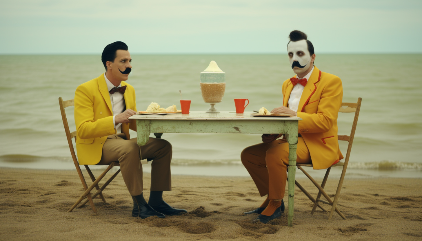 Casual dinner by the sea with Salvador Dali and Wes Anderson inspiration