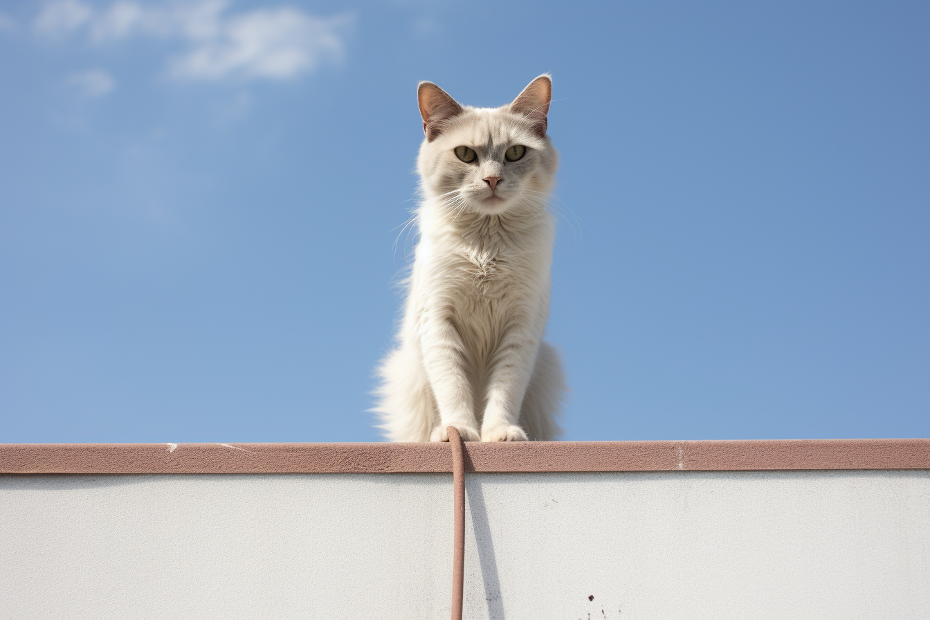 Cat standing on fence in bauhaus style