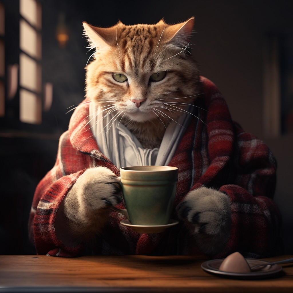 Cat enjoying a cup of coffee  ?☕️