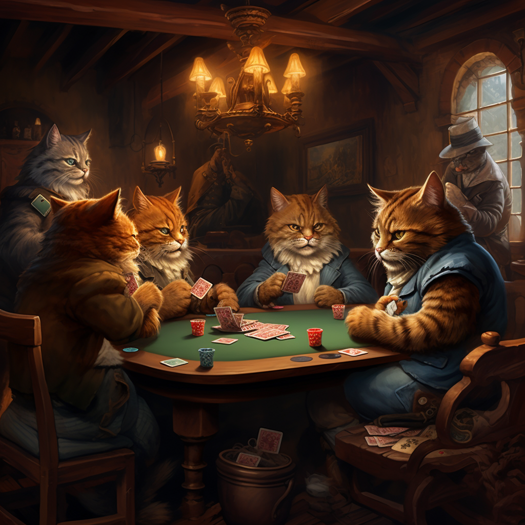 Group of cats playing poker