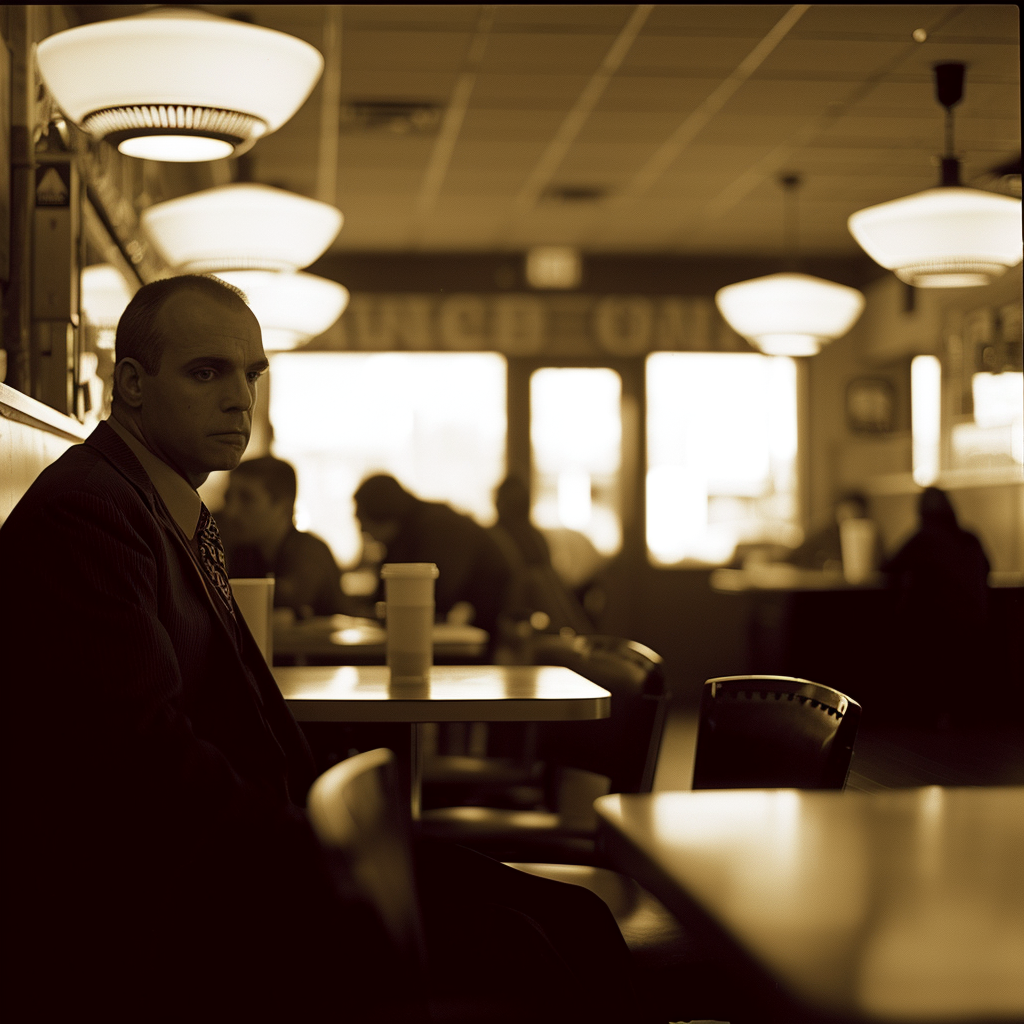 CCTV agent speaking in empty diner