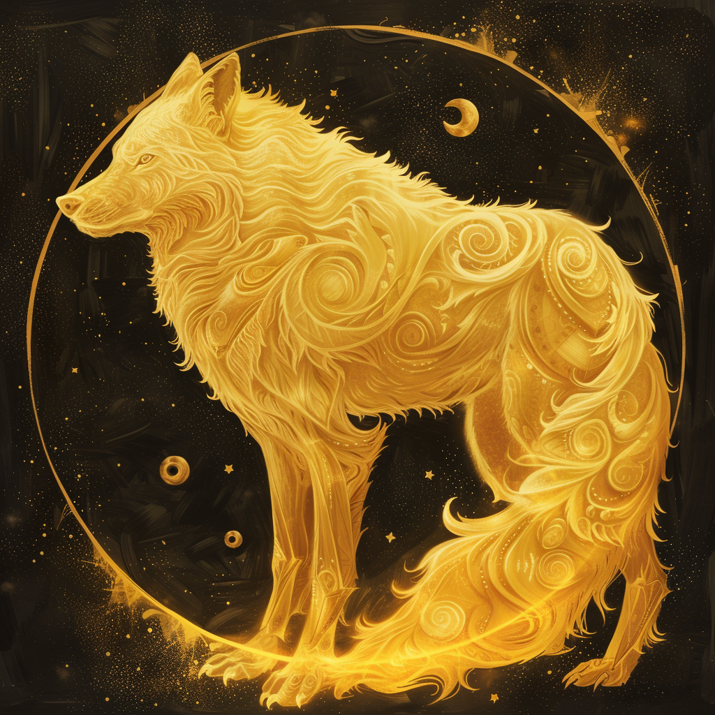 Golden Celestial Dire Wolf Picture