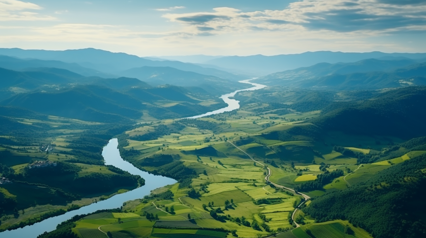 Aerial View of Central Europe Countryside