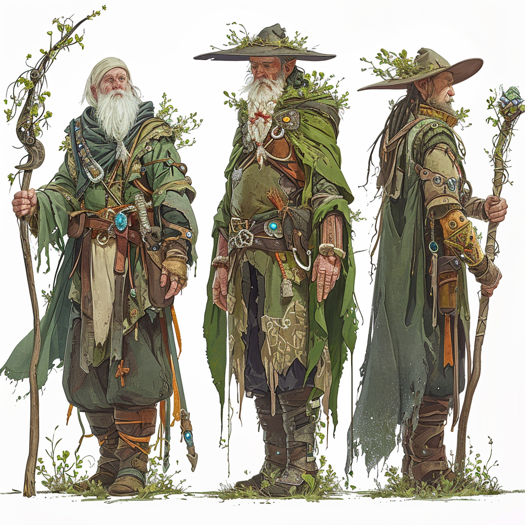 Exiled Sorcerer and Forest Wizard on white background