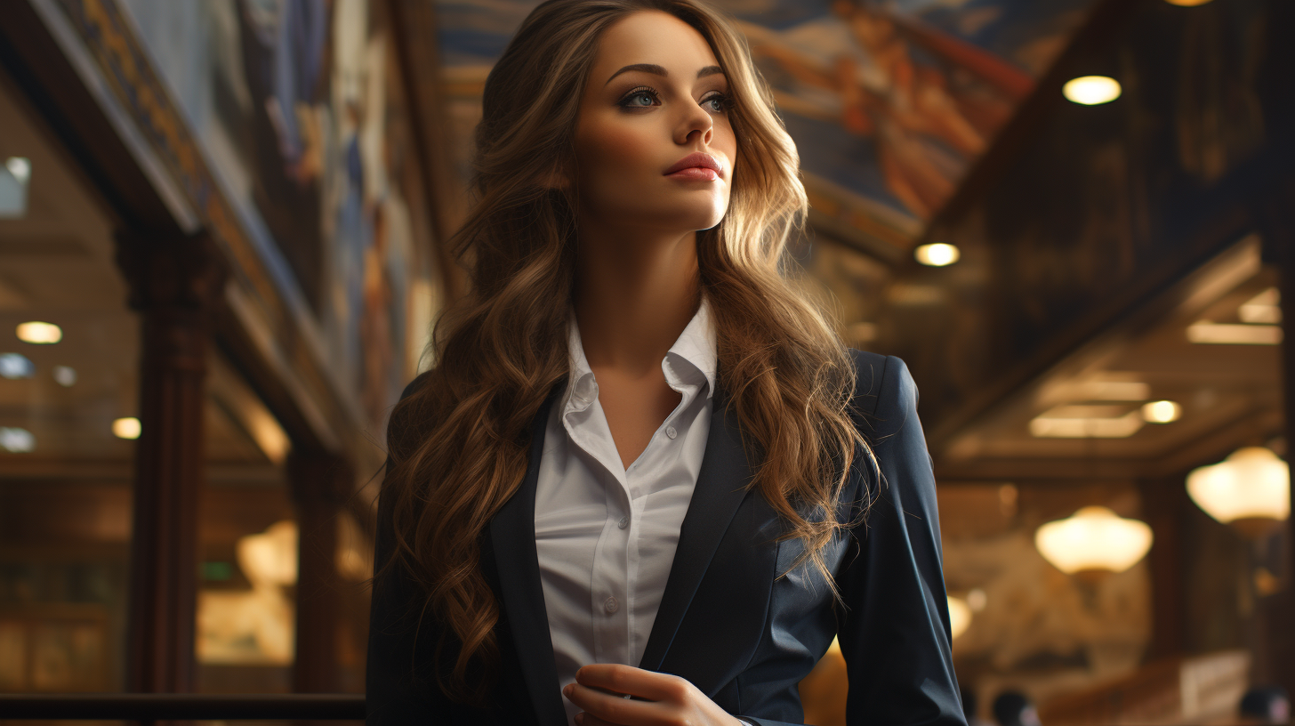 Smiling businesswoman in a stylish indoor setting