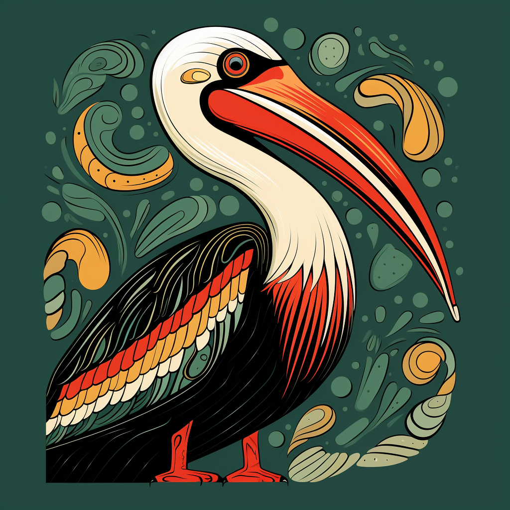 Beautiful Pelican Artwork in Charlie Harper's Style