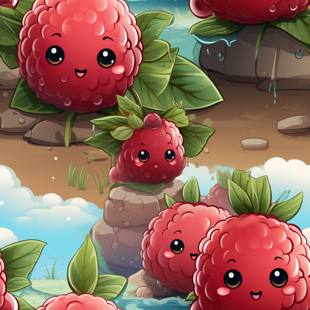 Cute cheeky raspberries with a mischievous smile