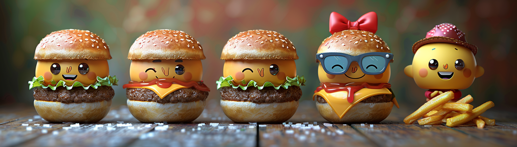 Happy Burger and Fries Characters