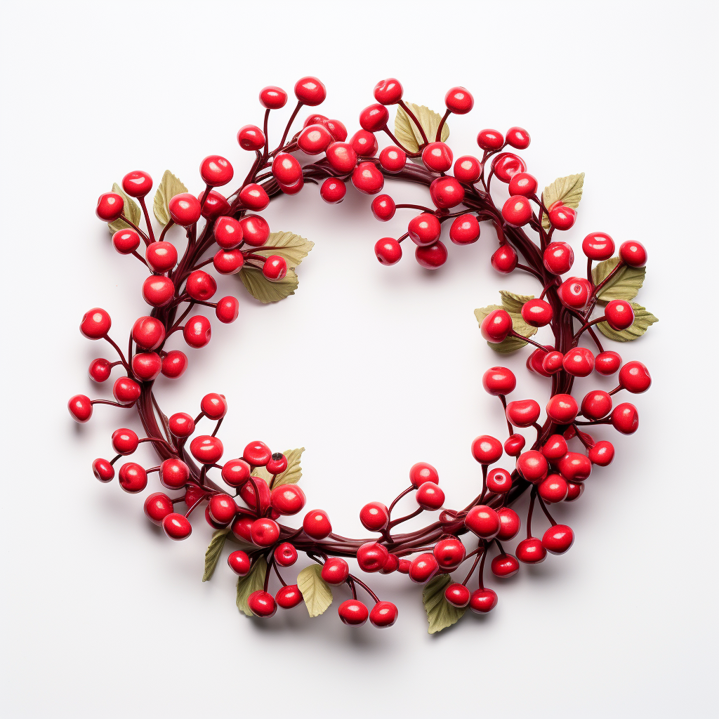 Wreath of Cherry Branches on White Background