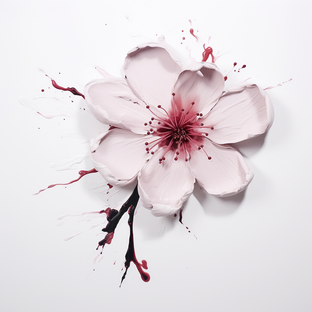 Cherry flower painting on white background