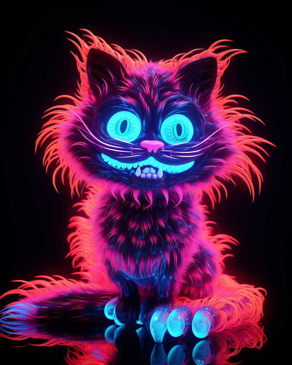 Vibrant Cheshire Cat in Vaporwave Style