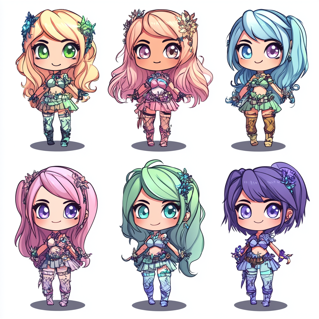 Chibi Character Sheets Nine Girls