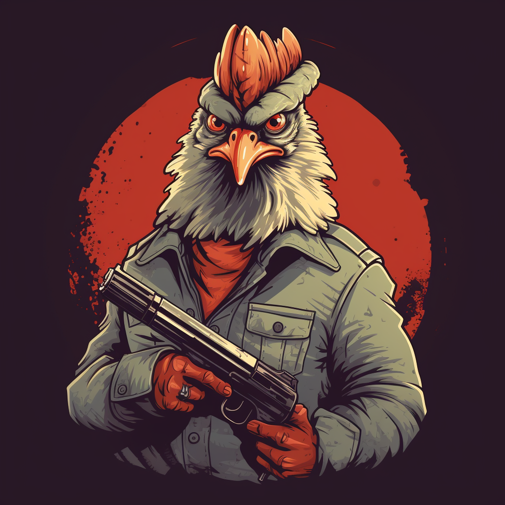 Cute chicken illustration with guns