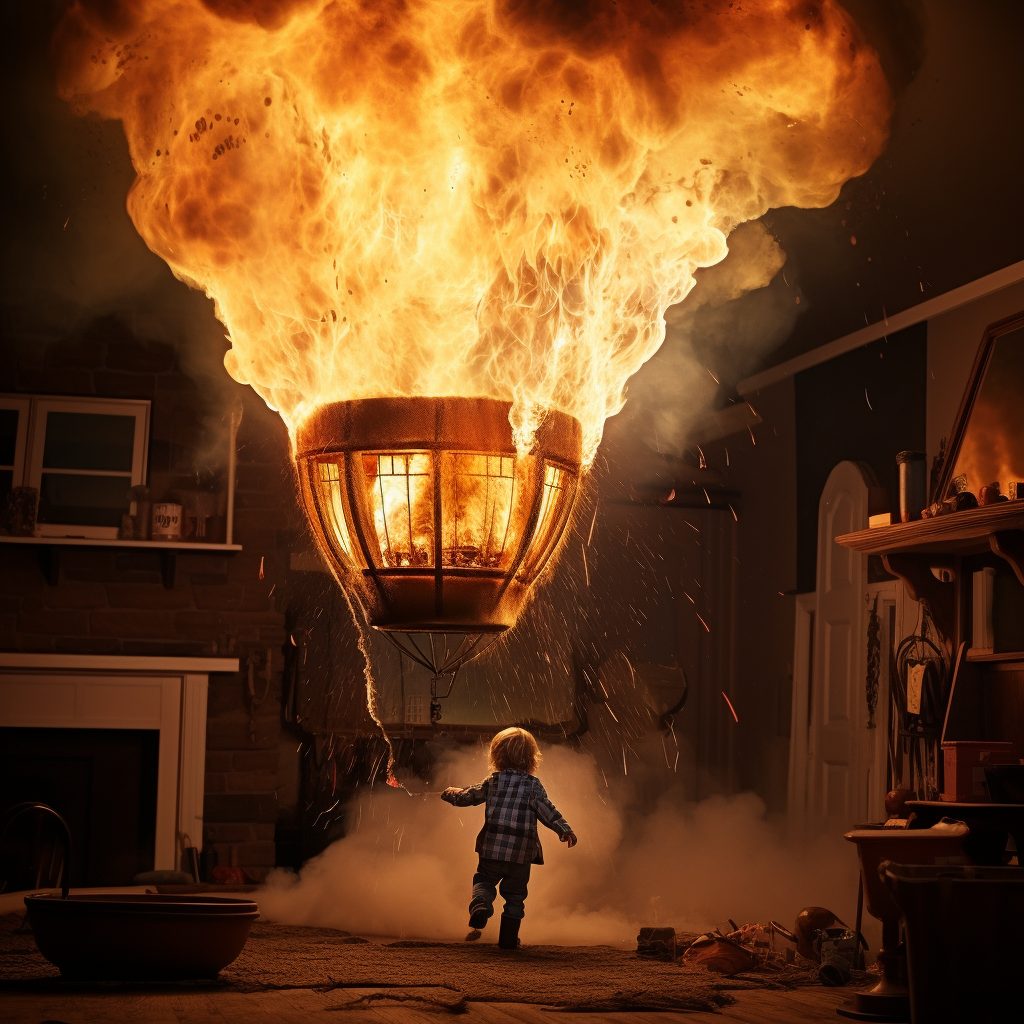 Child experimenting with flames at home