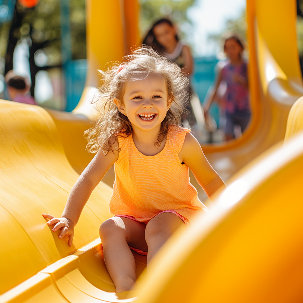 Children Playing on Slide