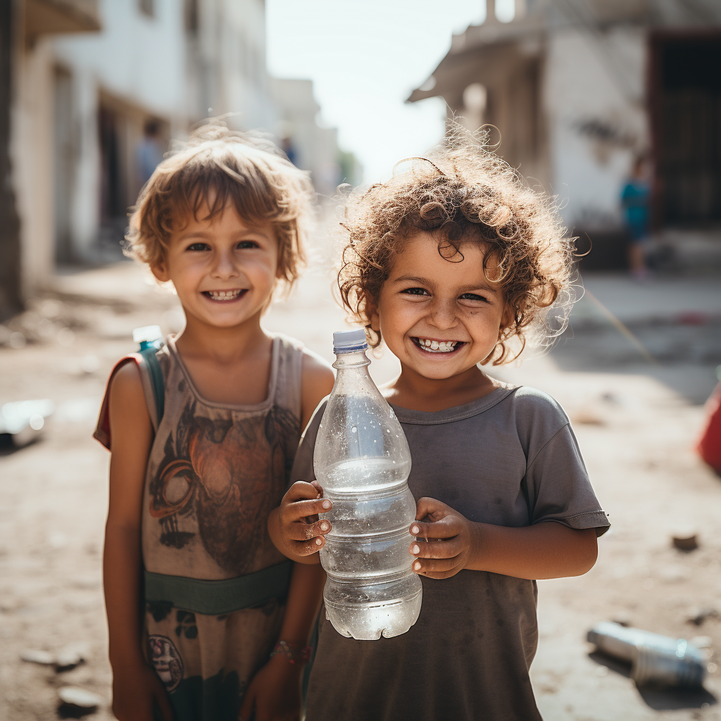 Children with Water Bottles