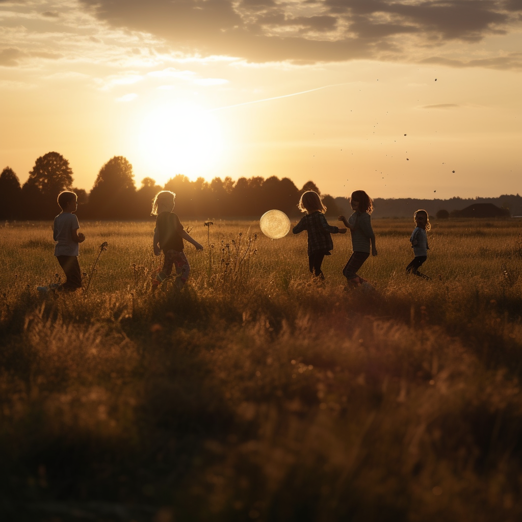 Children playing in a field