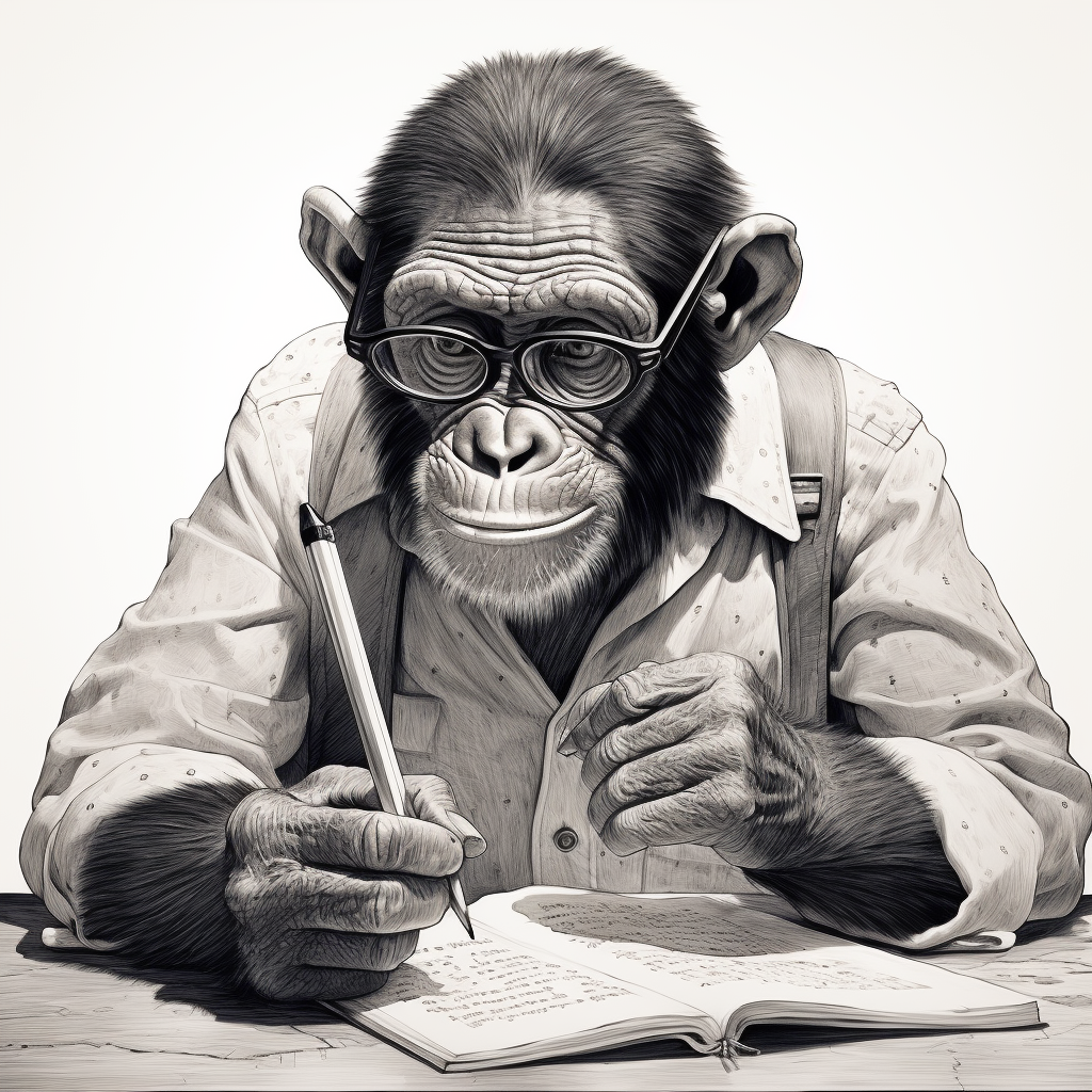 Intelligent chimp solving crossword puzzle