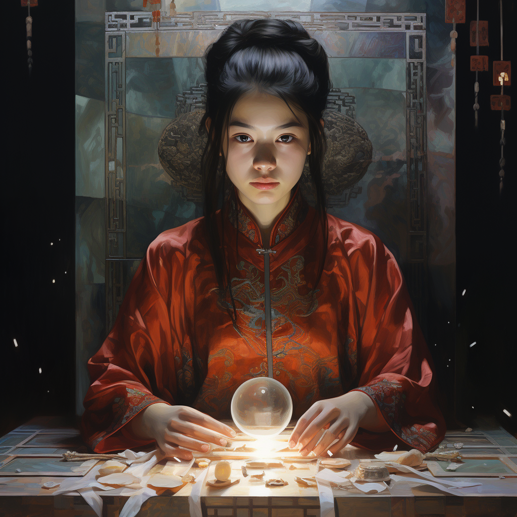 Chinese oracle fortune teller reading future