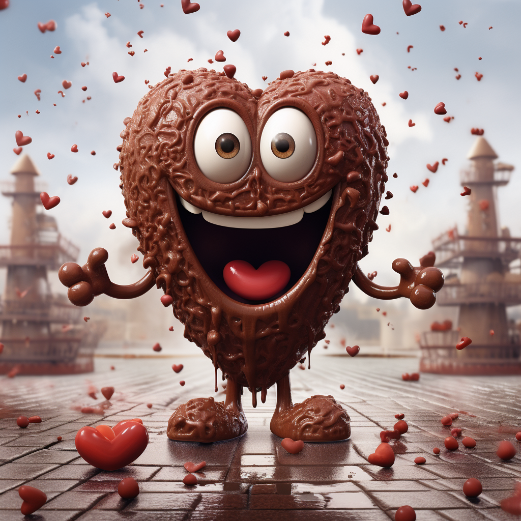 Adorable chocolate heart character