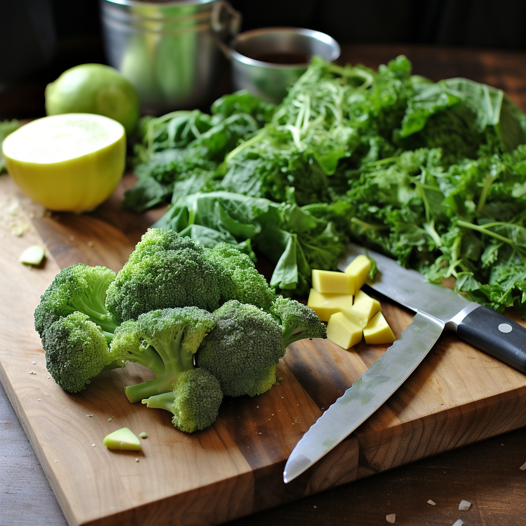 Chopped broccoli on cutting board