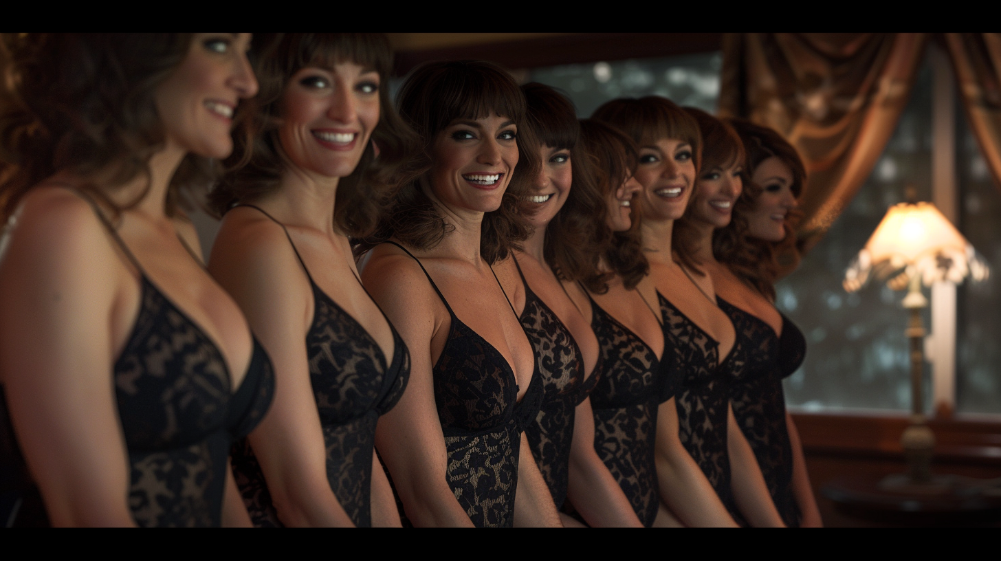 Seven Women Chorus Line Smiling