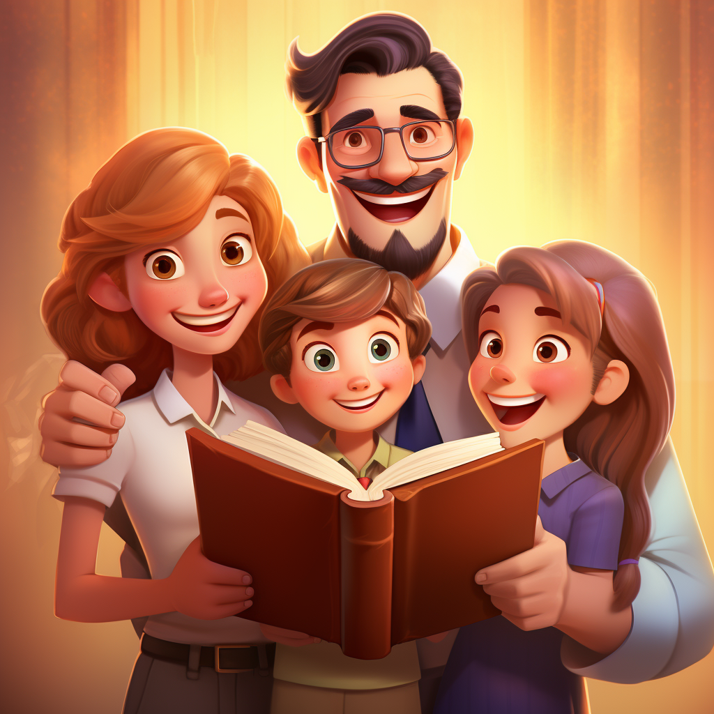 Christian family holding a Bible