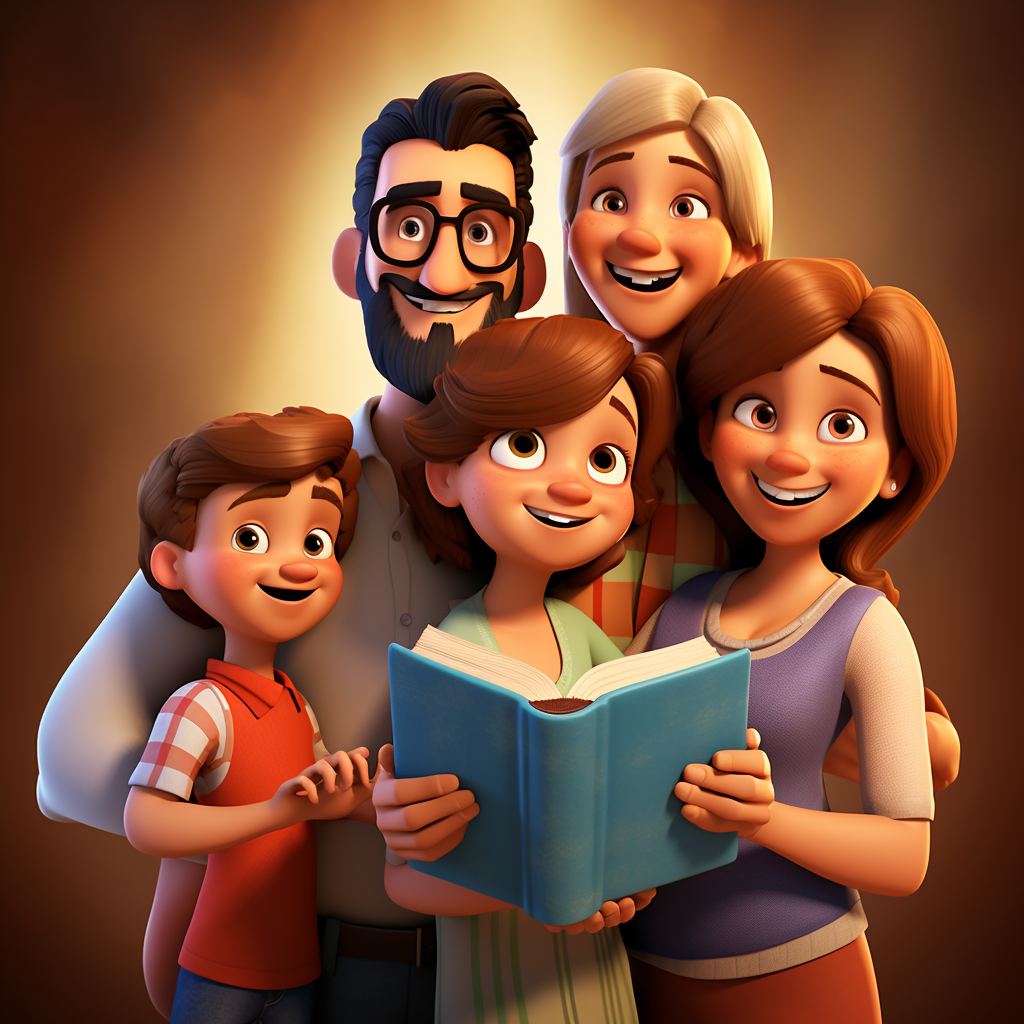 Christian family holding the Bible