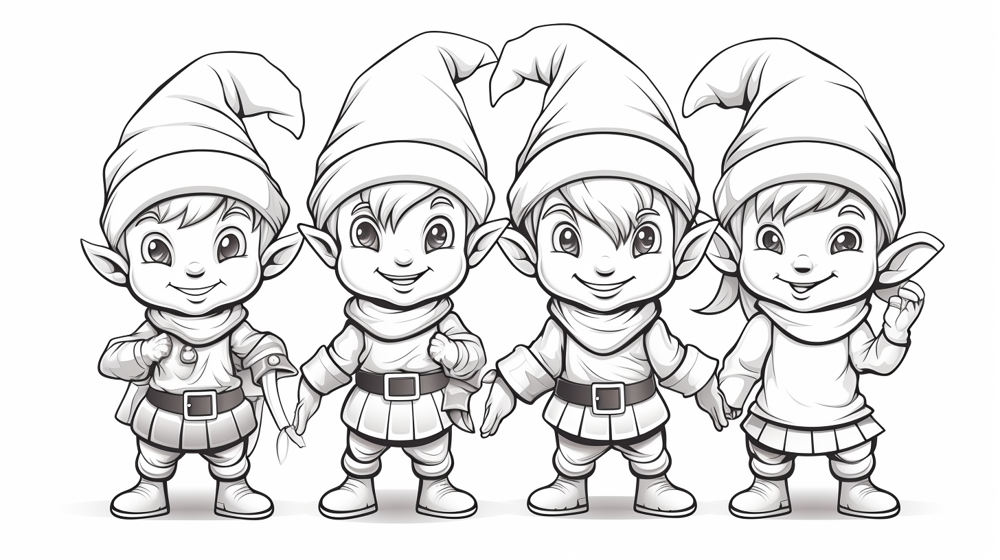 Christmas elves in cartoon style