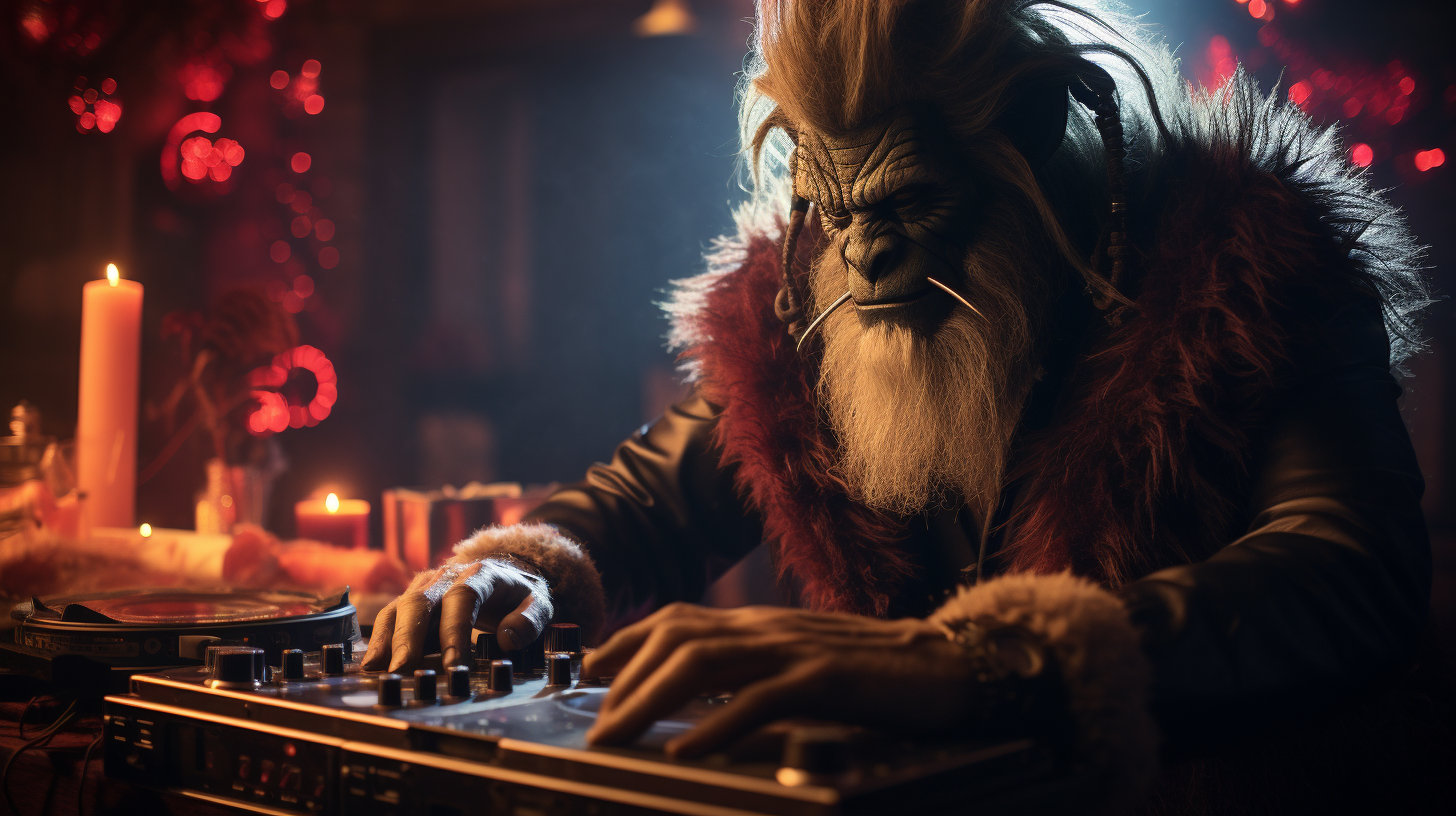 Krampus DJ rocking the Christmas party