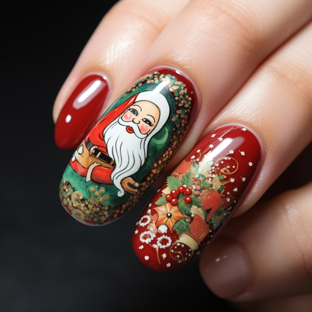 Stylish Christmas press-on nails with loose design