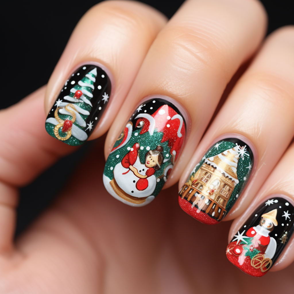 Festive Christmas press-on nails design