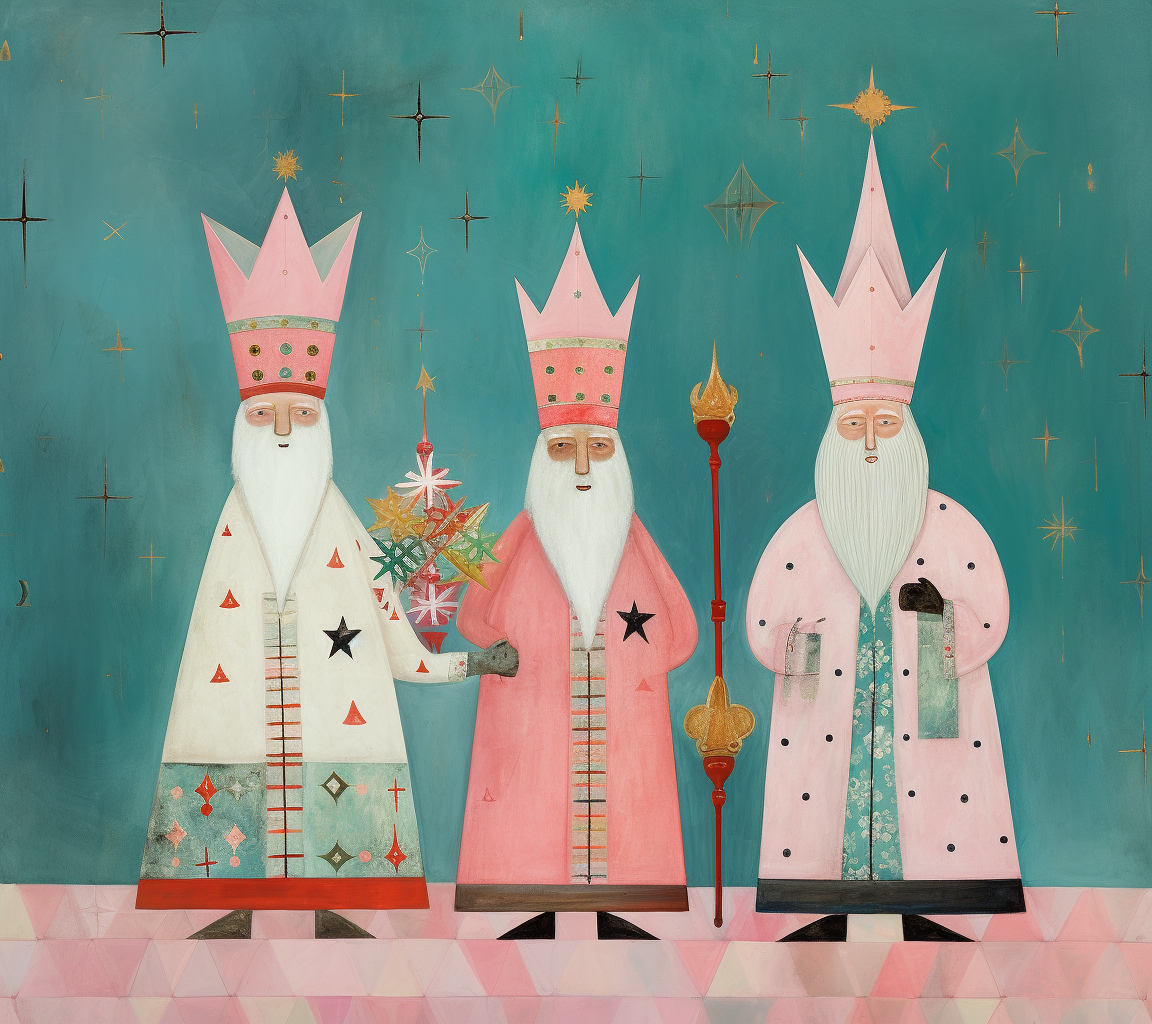 Whimsical Christmas Wise Men Artwork