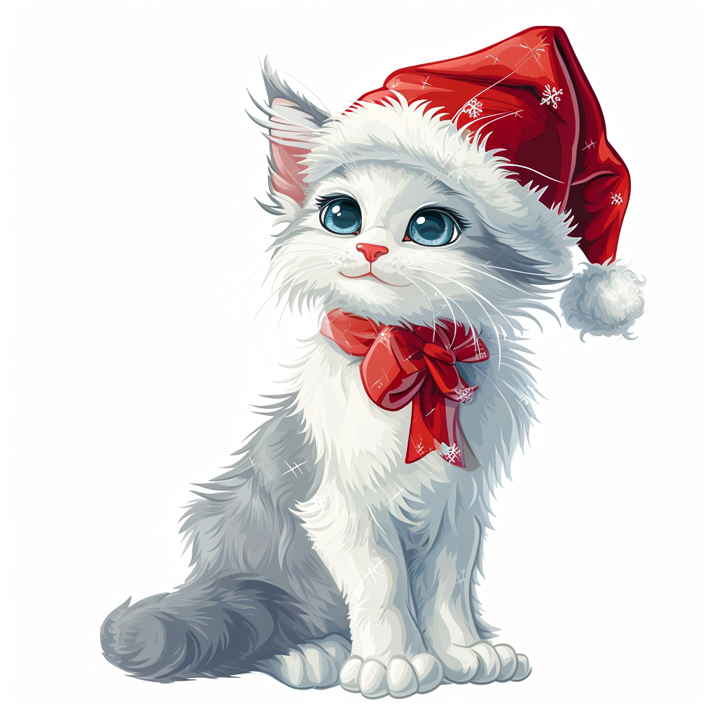 Cute Christmas Cat with Disney Character