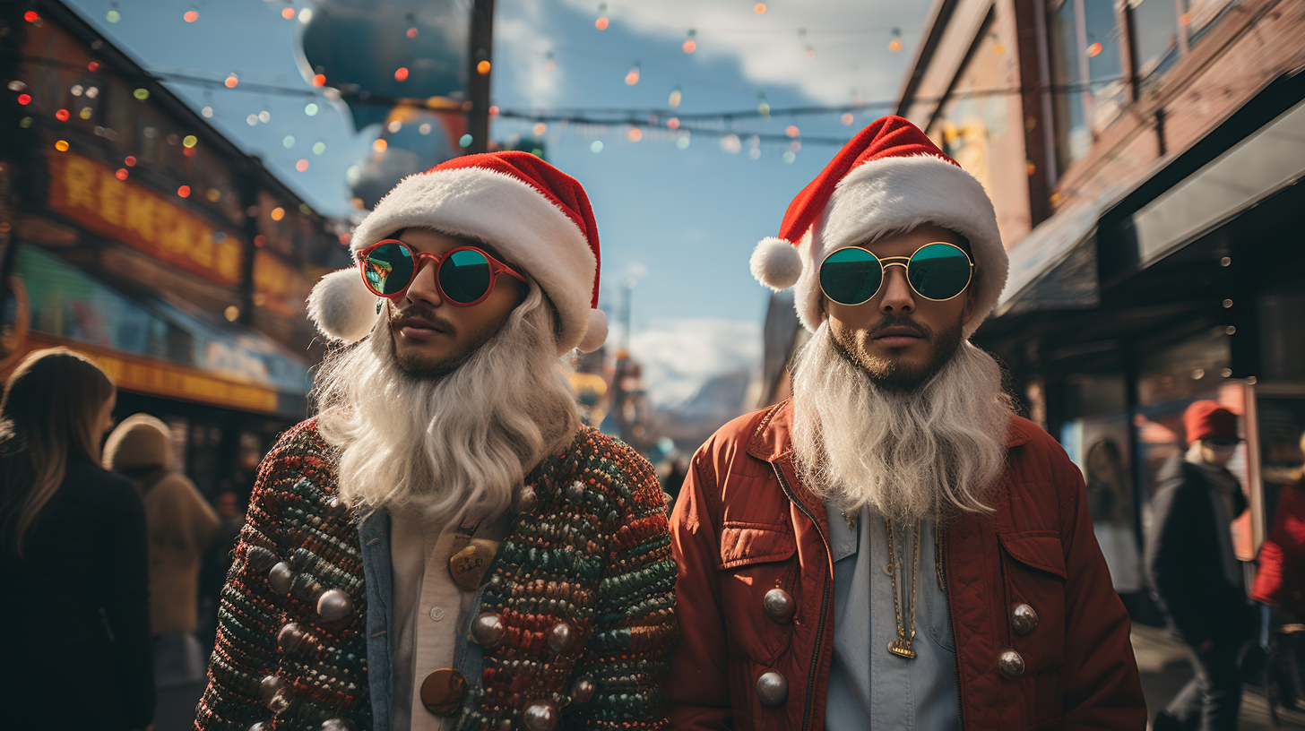 Eccentric and Quirky Characters in Christmas Attire Explore Downtown Asheville