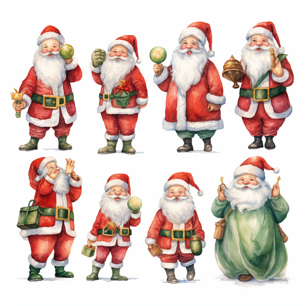 Christmas dynasty cartoon watercolor clipart