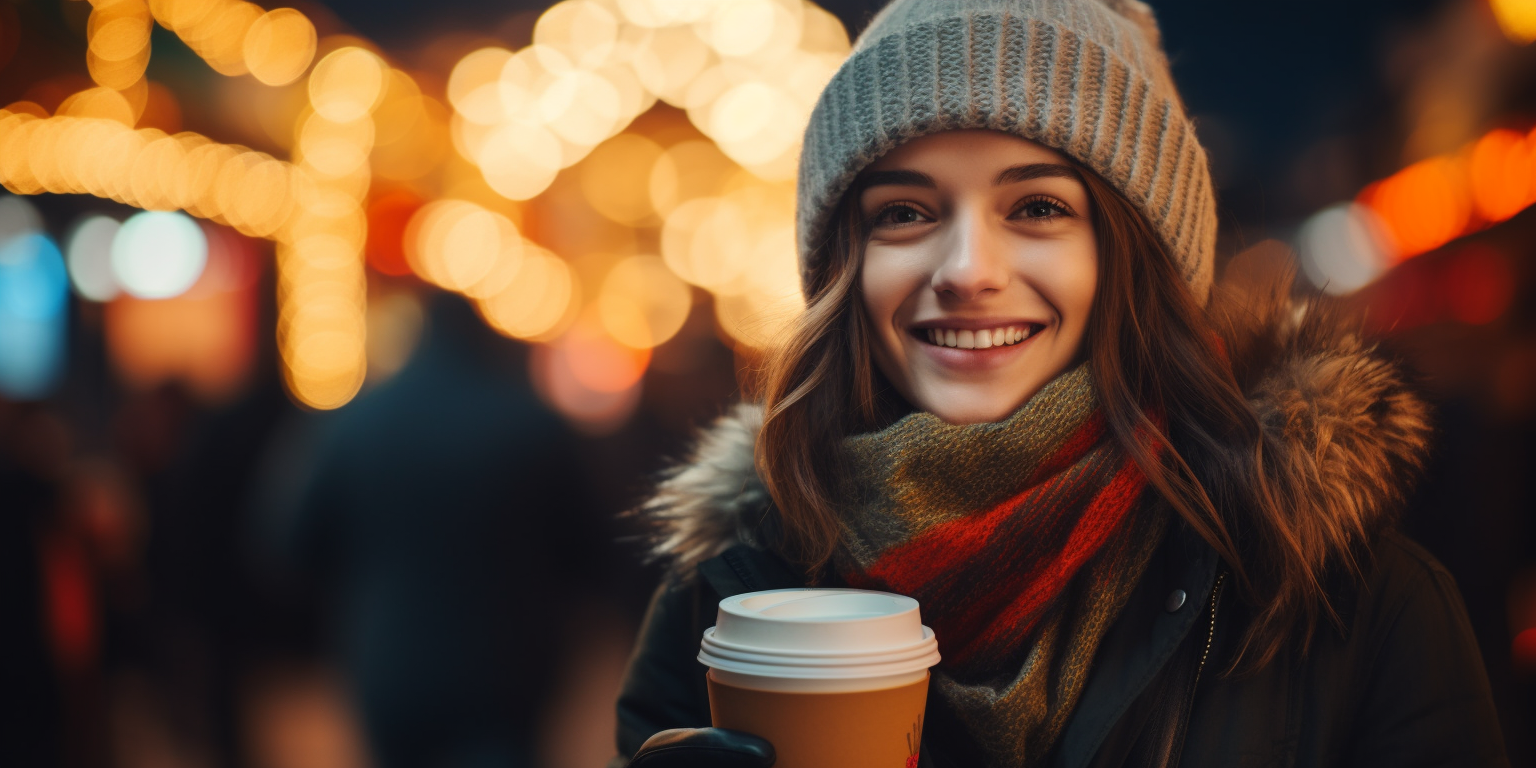 Young woman enjoying Christmas Market