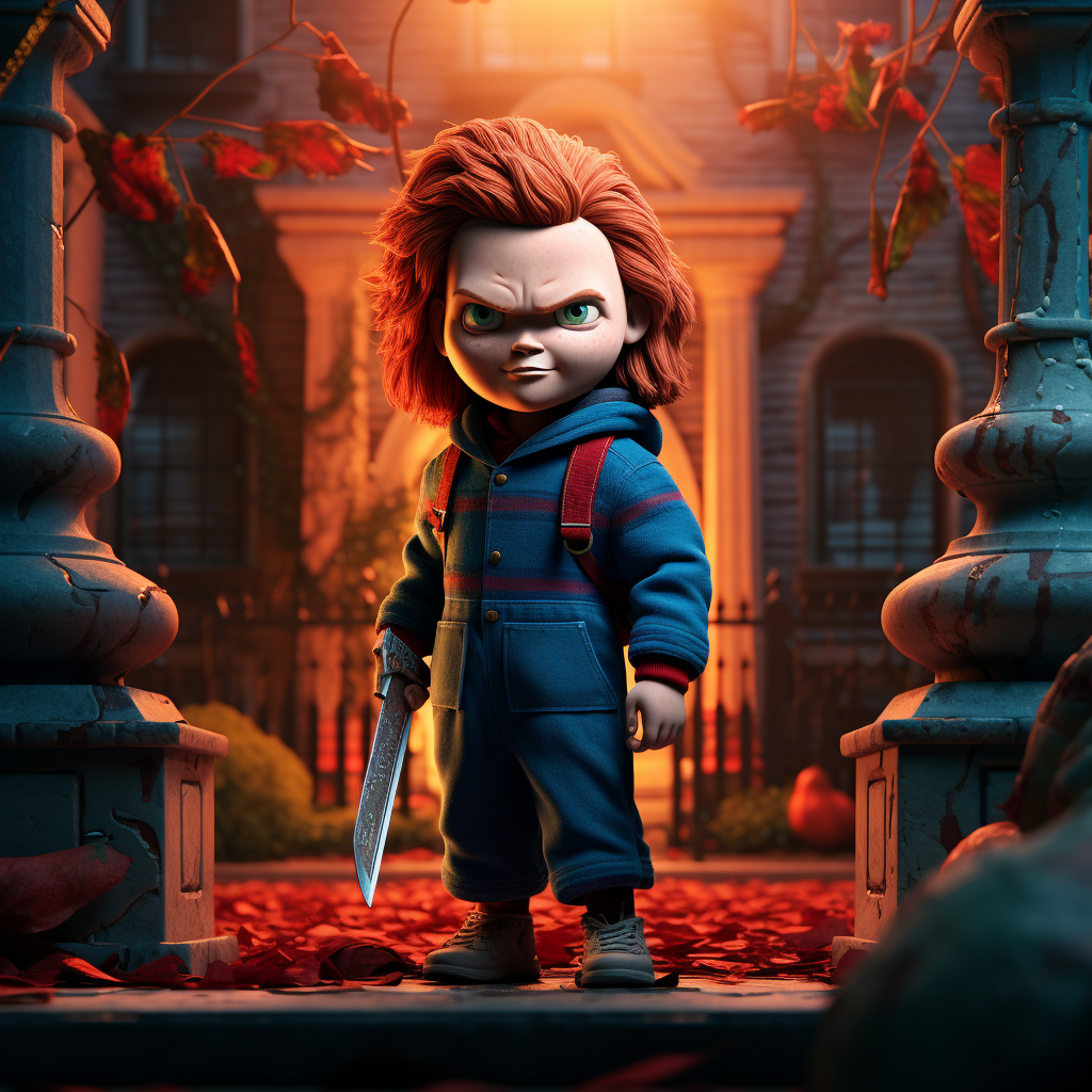 Chucky Halloween image with red knife