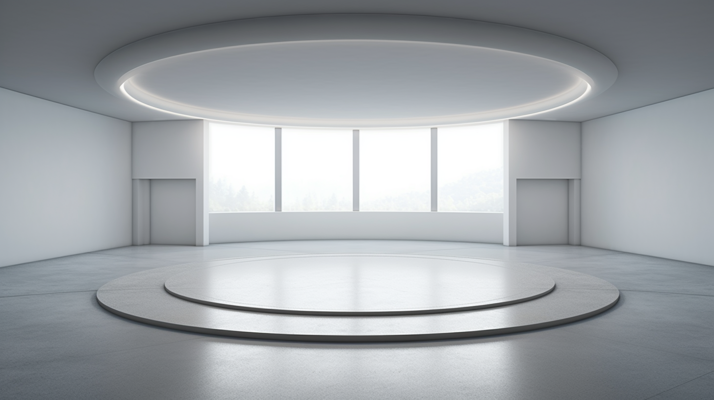 Circular platform in empty room