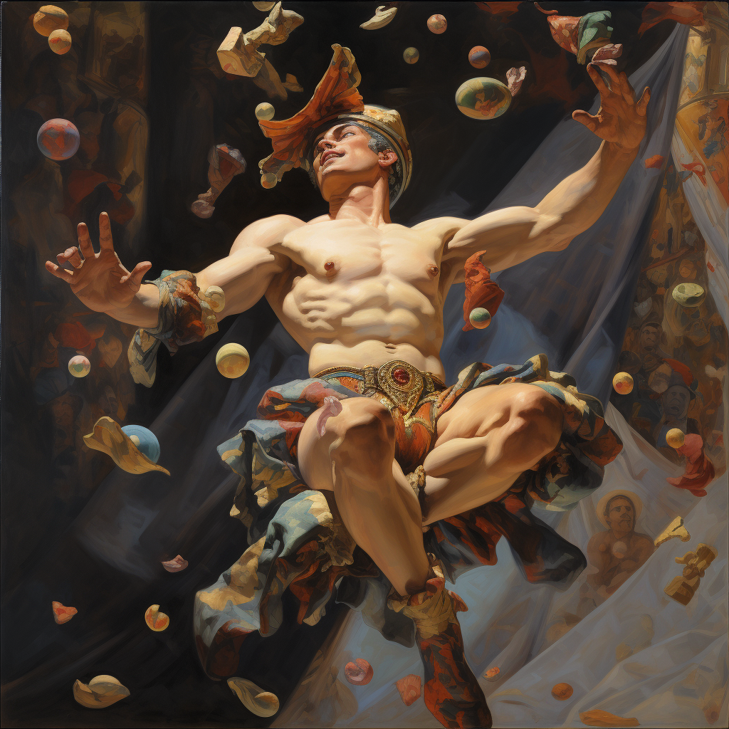 Circus juggling confetti balls artwork