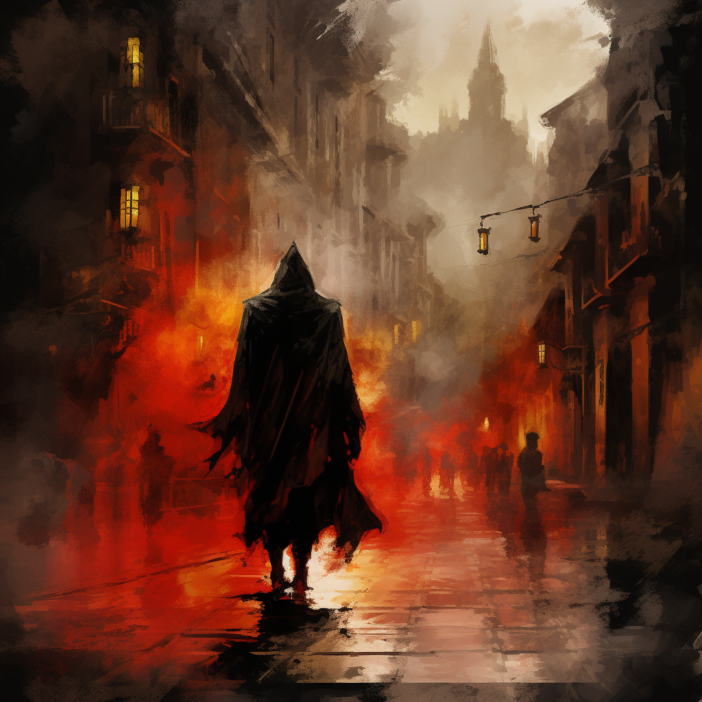 Devil walking in the city artwork