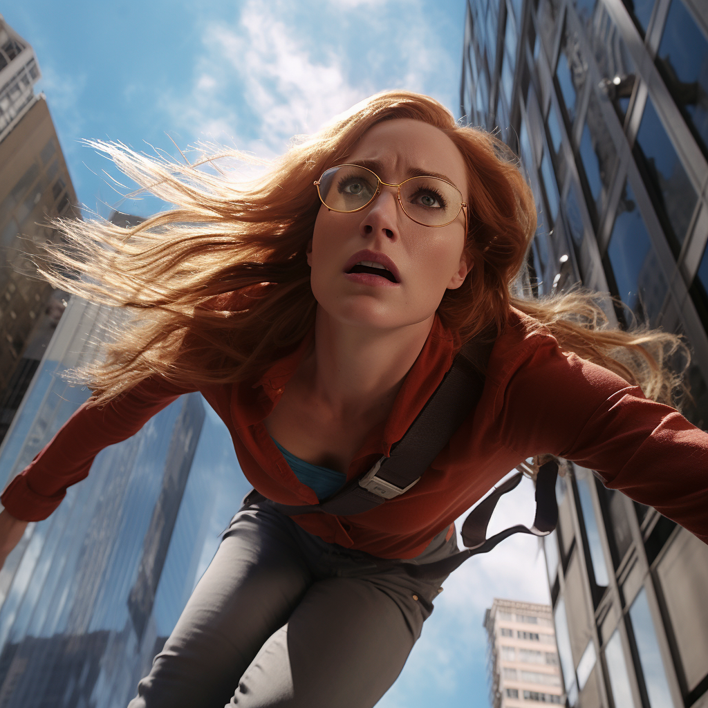 Claire Kent falling from Daily Planet building