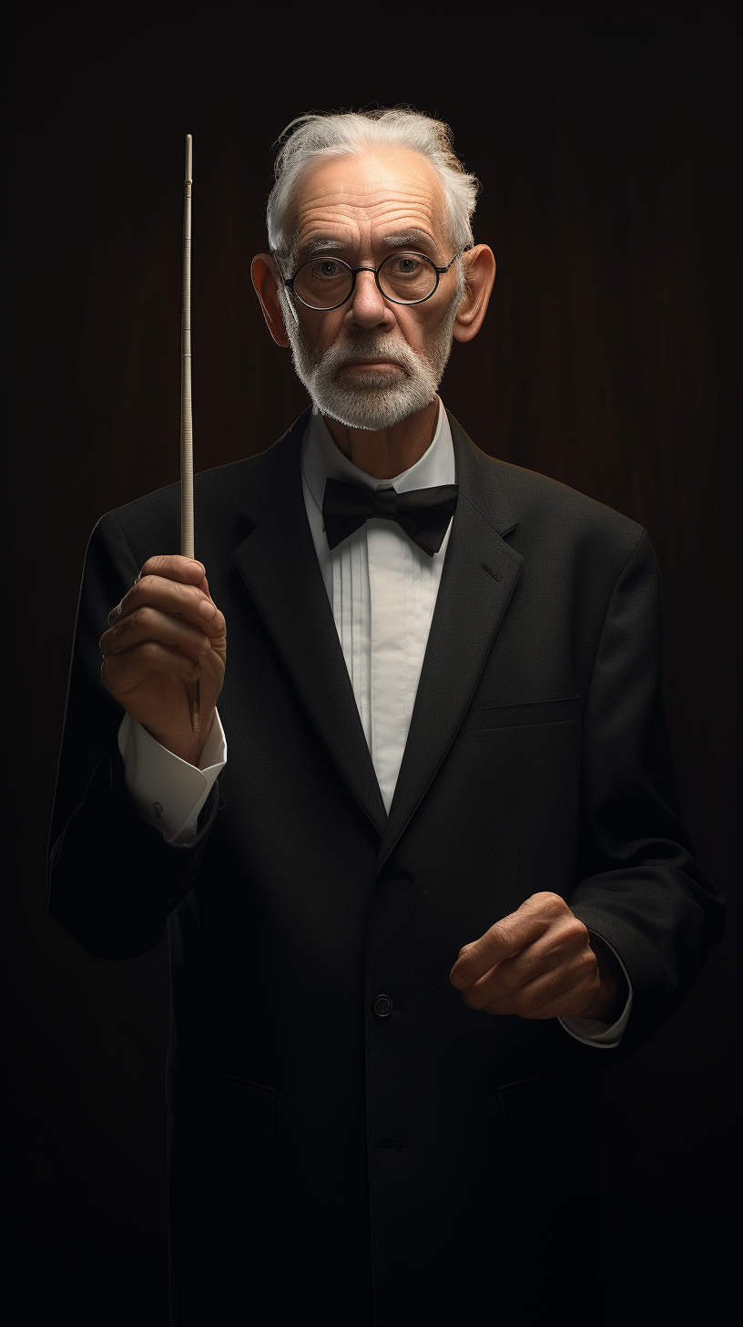 Composer with Baton in Elegant Attire